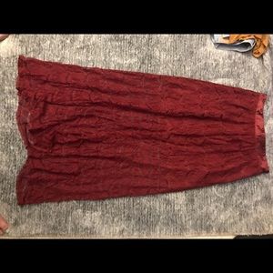 Long red skirt